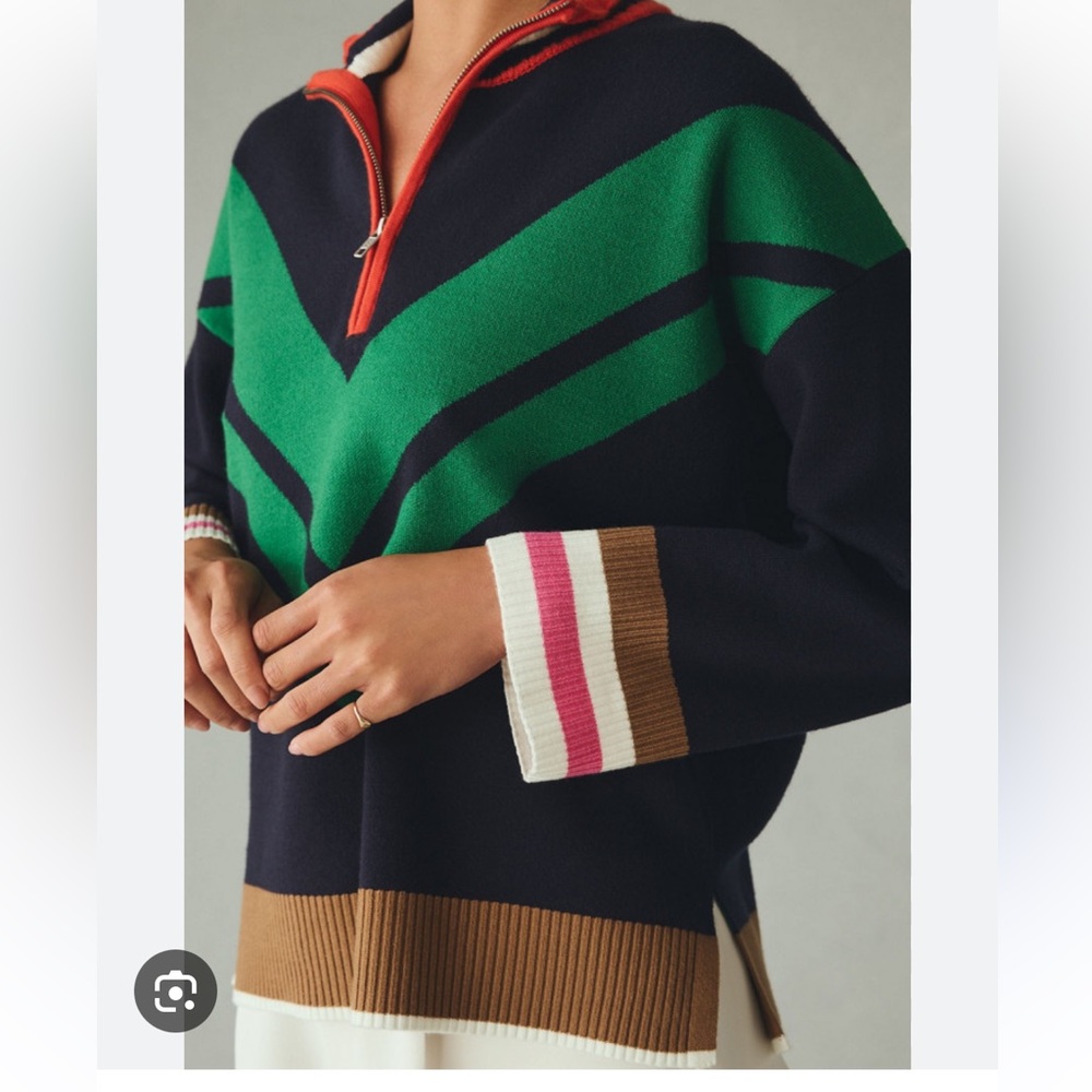 Maeve Anthropologie mock-neck half zip sweater